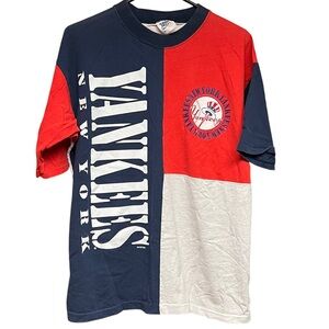 Vintage 1993 Official Fan Sportswear New York Yankees Colorblock Graphic Tee XL